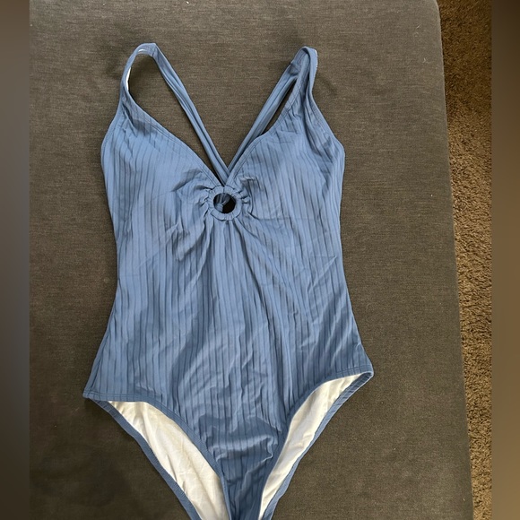 Kona sol ribbed blue swimsuit one piece - Picture 3 of 6